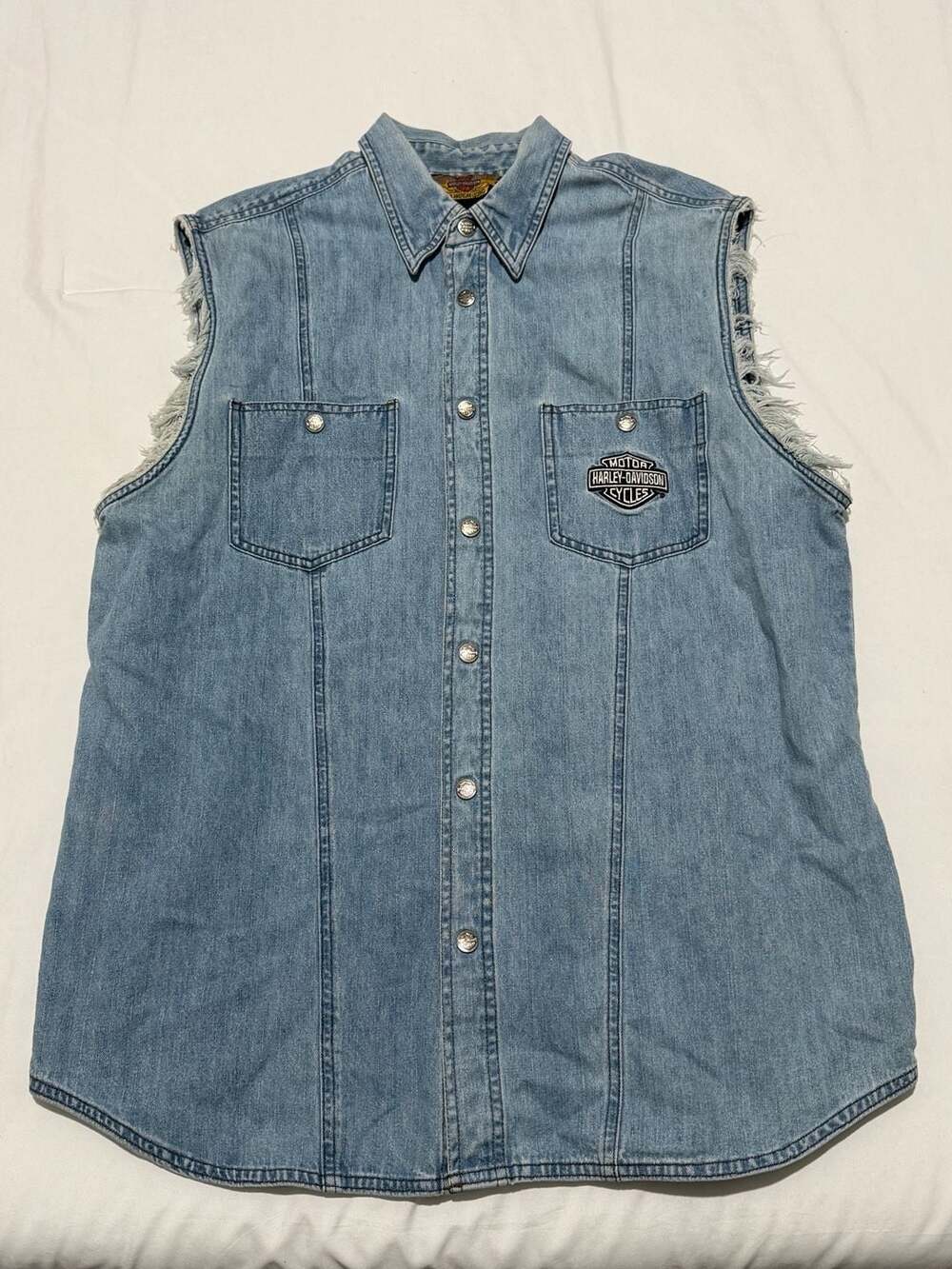 Vintage Harley-Davidson Sleeveless Denim Vest V-Twin Sz L